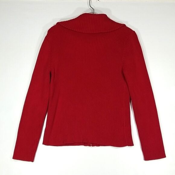 Jones New York Cardigan Women's P Large Red  Knit Long Sleeve Full Zip Office - Picture 7 of 9